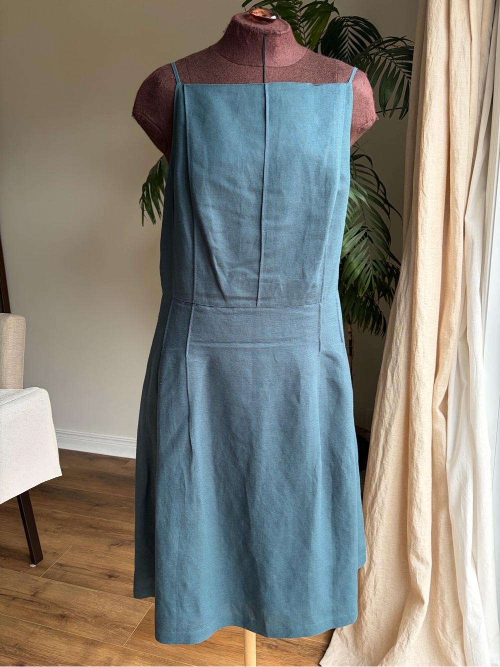 Ann Taylor Teal Blue Square-Neck Midi Dress Sz 16